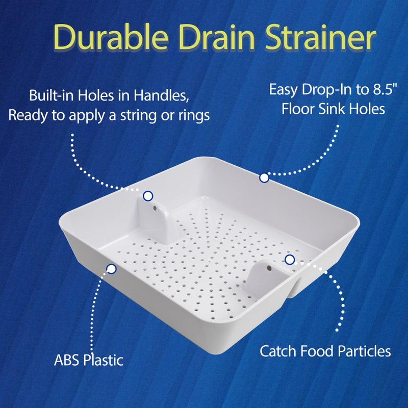 Leyso Floor Sink Commercial Drain Cover Strainer ABS Plastic Drop-in Basket 8-1/2" x 8-1/2" x 2-1/4" (2"H ABS) - Suitable for Kitchen, Restaurant, bar, Buffet - Image 2